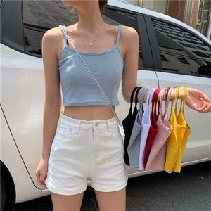 Baby blue cropped tank top